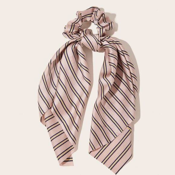 NEW Scrunchie Scarf Striped Pattern Satin Hair Tie - Picture 6 of 6